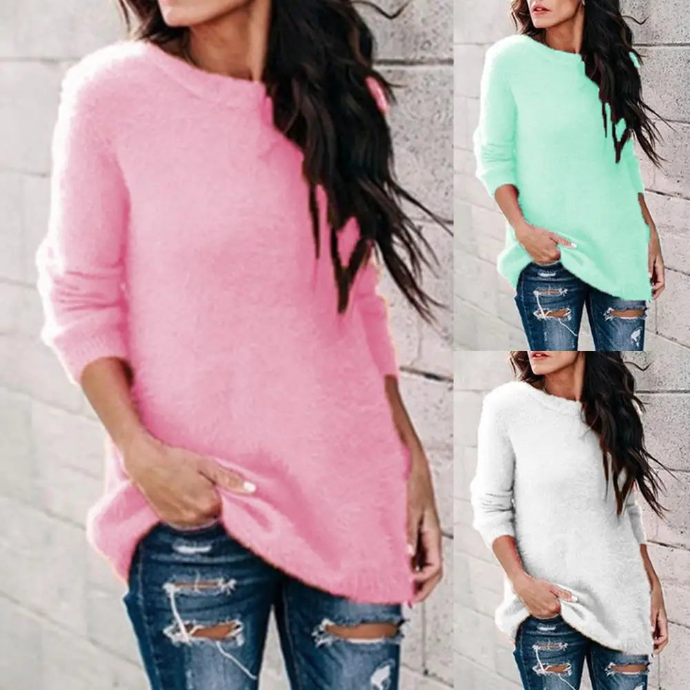 2020 Fashion Women Blouses Casual Women Autumn Winter O Neck Solid Color Long Sleeve Plushy Knitted Pullover Sweater
2020 Fashion Women Blouses Casual Women Autumn Winter O Neck Solid Color Long Sleeve Plushy Knitted Pullover Sweater