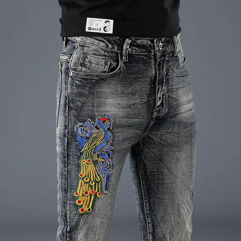 2021, men's straight leg jeans, men's stretch jeans, men's embroidered jeans, Chinese style trousers, ethnic embroidery, auspici
2021, men's straight leg jeans, men's stretch jeans, men's embroidered jeans, Chinese style trousers, ethnic embroidery, auspici