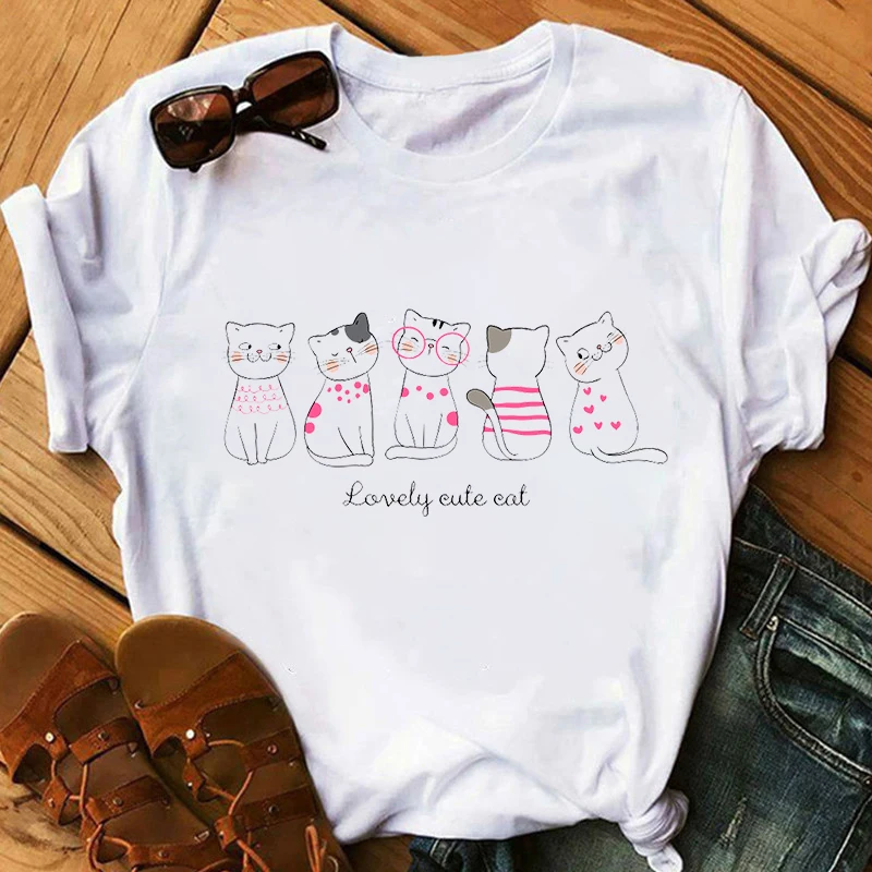 Cute Cats Print Summer Women Tshirt Funny Cartoon T Shirt Female Kawaii Anime Ullzang T-shirt 90s Fashion Korean Style Top Tee
Cute Cats Print Summer Women Tshirt Funny Cartoon T Shirt Female Kawaii Anime Ullzang T-shirt 90s Fashion Korean Style Top Tee