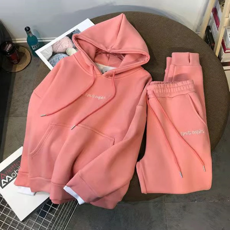 2021 Autumn Winter Thick Fleece Hooded Sweatshirts Set Woman 2 Pieces Warm Women's Tracksuit Casual Pencil Pants Trouser Suits
2021 Autumn Winter Thick Fleece Hooded Sweatshirts Set Woman 2 Pieces Warm Women's Tracksuit Casual Pencil Pants Trouser Suits