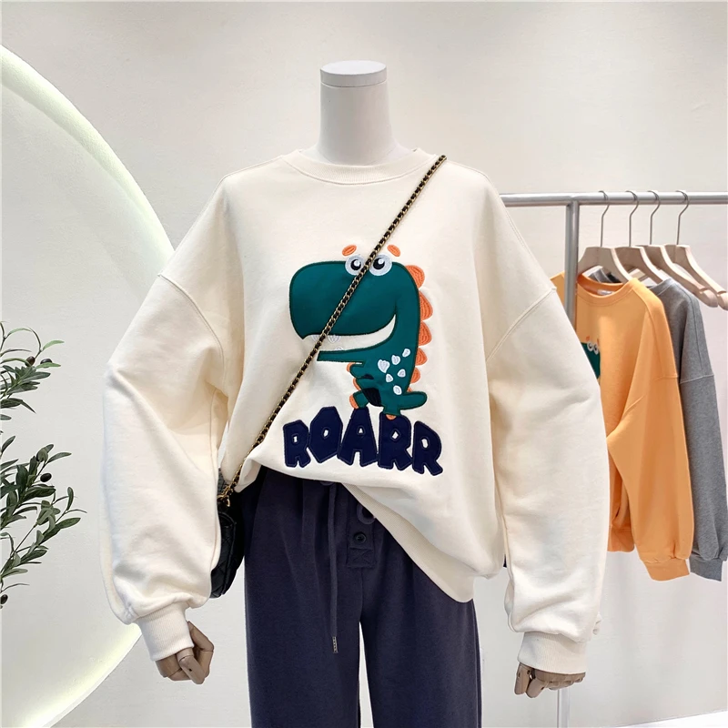 2021 New Spring Autumn Korean Style Patchwork Dinosaur Women Hoodie Loose Long Sleeves Top Pullover Fashion Sweatshirt
2021 New Spring Autumn Korean Style Patchwork Dinosaur Women Hoodie Loose Long Sleeves Top Pullover Fashion Sweatshirt