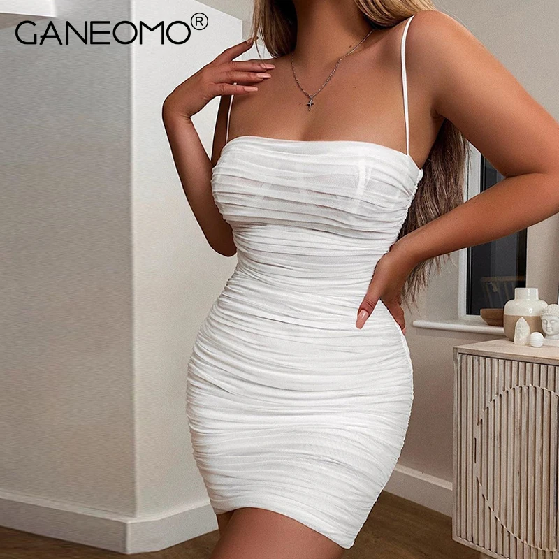 Spaghetti Strap Sexy Mesh White Mini Dresses Women Elegant Ruched Party Evening Birthday Bodycon Dress Black Festival Clothing
Spaghetti Strap Sexy Mesh White Mini Dresses Women Elegant Ruched Party Evening Birthday Bodycon Dress Black Festival Clothing