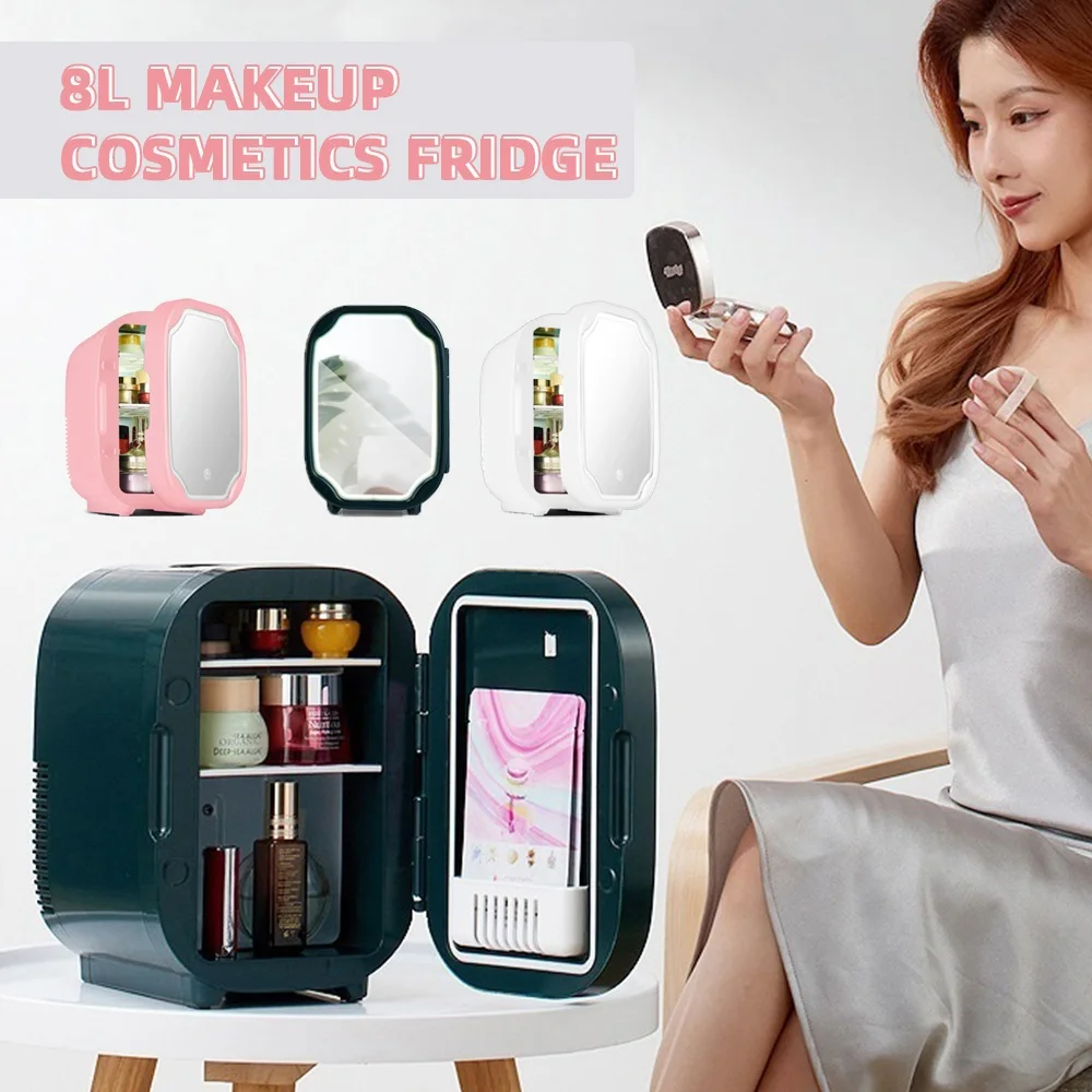 8L Mini Cosmetic Fridge Portable Beauty Refrigerator WIth LED Lamp Makeup Mirror Cooling&Heating Freezer For Home Car Use Travel
8L Mini Cosmetic Fridge Portable Beauty Refrigerator WIth LED Lamp Makeup Mirror Cooling&Heating Freezer For Home Car Use Travel