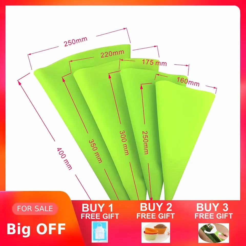 4Pcs Piping Bag Four Different Size Specifications Confectionery Pastry Cream Bags Cake Food Grade EVA Silicone Decorative Tools
4Pcs Piping Bag Four Different Size Specifications Confectionery Pastry Cream Bags Cake Food Grade EVA Silicone Decorative Tools