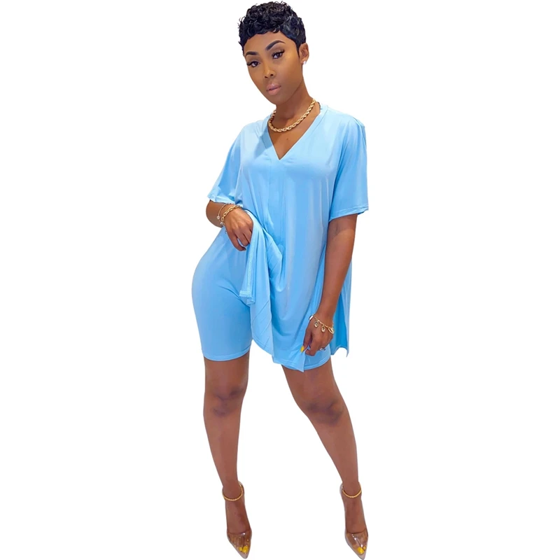 Summer Short Two Piece Set Women Clothes Casual V Neck T Shirt Top and Shorts Set Streetwear Sexy 2 Piece Outfits for Women Suit
Summer Short Two Piece Set Women Clothes Casual V Neck T Shirt Top and Shorts Set Streetwear Sexy 2 Piece Outfits for Women Suit