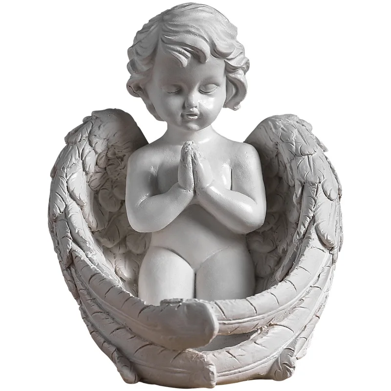 

Полимерный ангел, садовая фигурка, уникальное семейное украшение для дома и сада, скульптура под углом, Настольная декоративная статуя