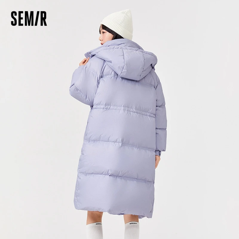 SEMIR Down Jacket Women Long Lantern Sleeves Sweet Waist Thickened Bread 2021 Winter New Loose Coat | Женская одежда