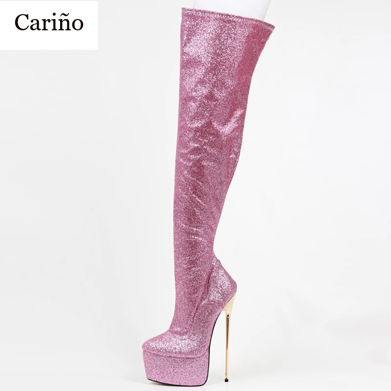 Женские сапоги выше колена на платформе, розовые блестящие сапоги на очень высоком каблуке 22 см, размеры 5-15
Женские сапоги выше колена на платформе, розовые блестящие сапоги на очень высоком каблуке 22 см, размеры 5-15