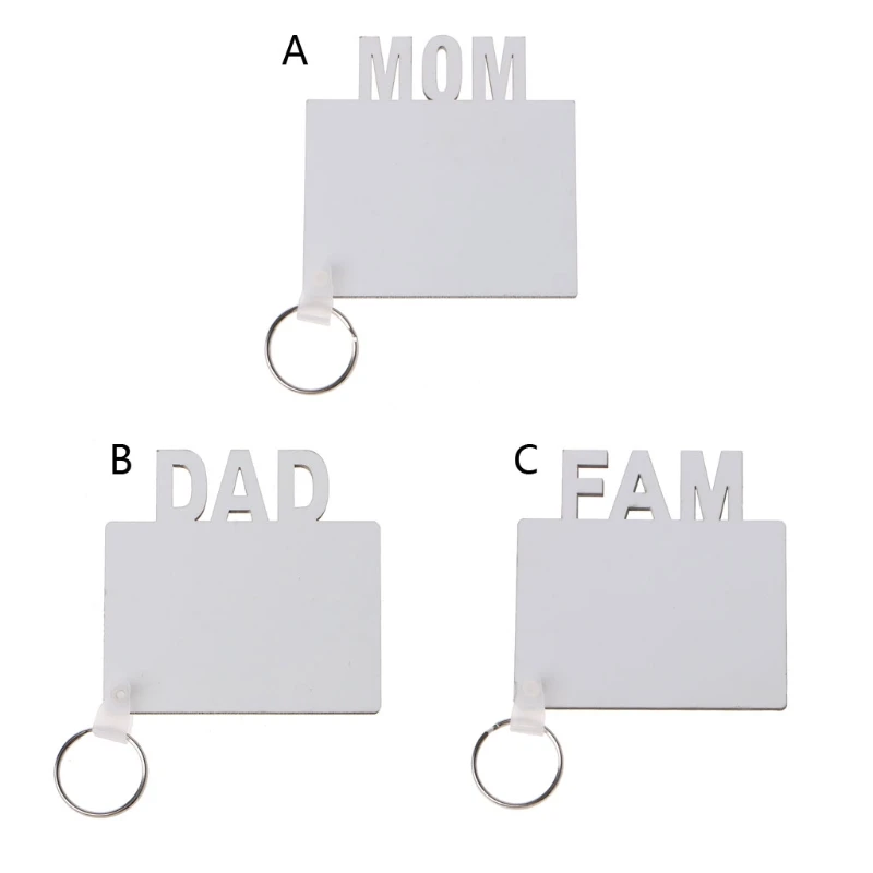 

5Pcs Blank Mom Dad Family MDF Keychains Sublimation Heat Transfer Photo Wooden DIY Keychains Keyrings Kit Jewelry Making