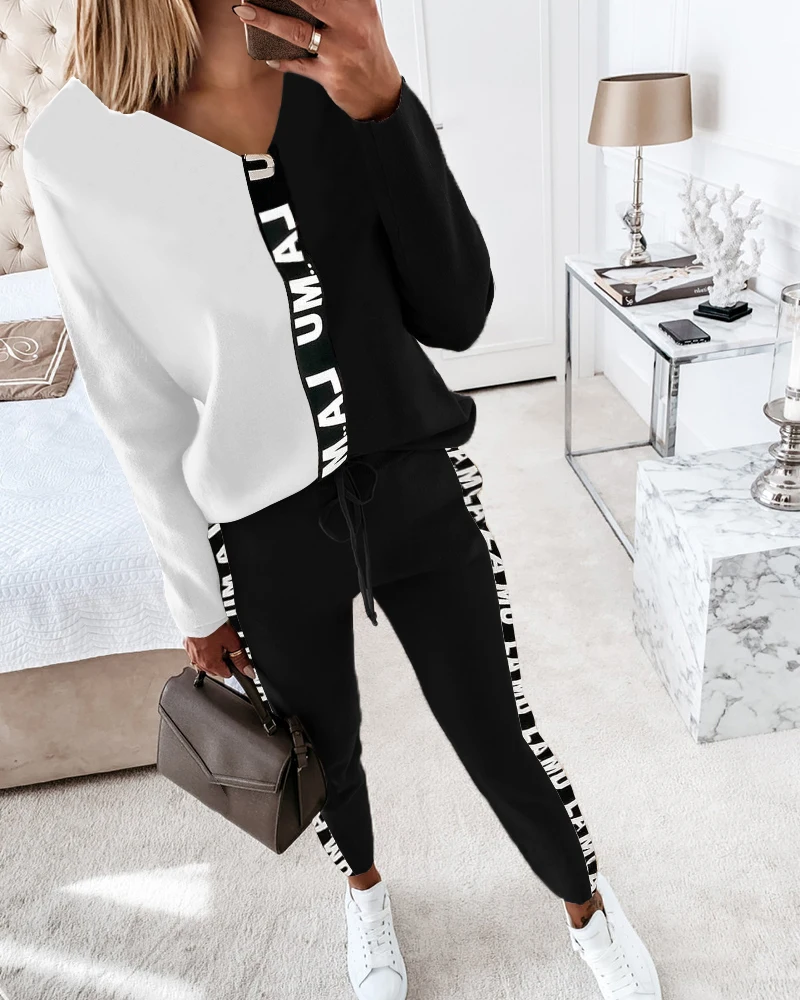 Spring Trend Casual Print O Neck Long Sleeve Top Drawstring Pants Two Pieces Set Gym Workout Wear Women Tracksuit Sports Clothes
Spring Trend Casual Print O Neck Long Sleeve Top Drawstring Pants Two Pieces Set Gym Workout Wear Women Tracksuit Sports Clothes