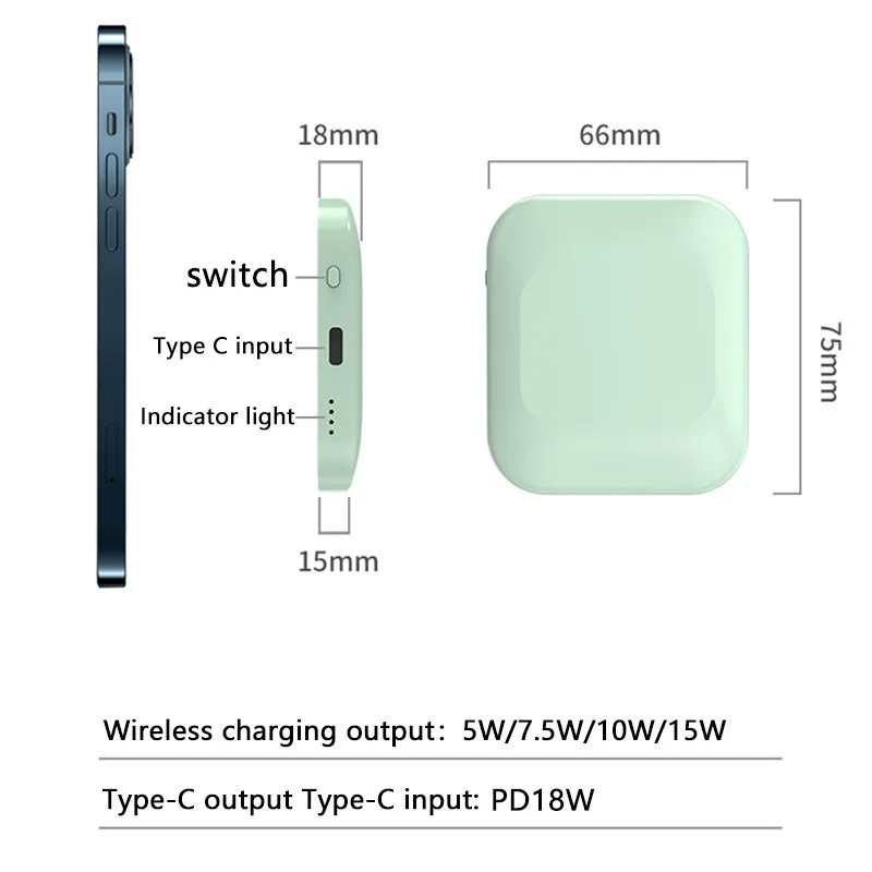 For Magsafe Charger Magnetic Wireless Power Bank For iPhone 12 Pro Max 12Mini PD18W Fast Charging Ultra-Thin Magnet Back Battery
For Magsafe Charger Magnetic Wireless Power Bank For iPhone 12 Pro Max 12Mini PD18W Fast Charging Ultra-Thin Magnet Back Battery