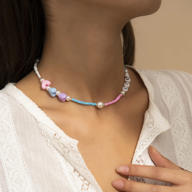 Modern Jewelry Seed Beads Necklace Popular Design Bohemia Style Acrylic Heart Choker Necklace For Girl Lady Gifts Drop Shipping
Modern Jewelry Seed Beads Necklace Popular Design Bohemia Style Acrylic Heart Choker Necklace For Girl Lady Gifts Drop Shipping