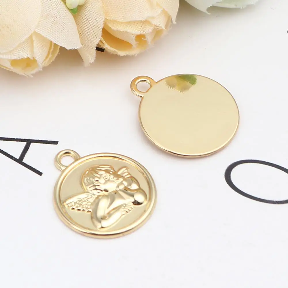 8Seasons Fashion Gold Color Metal Religious Charms Round Angel DIY Making Necklace Gifts Jewelry Pendants 22mm x 19mm, 10 PCs
8Seasons Fashion Gold Color Metal Religious Charms Round Angel DIY Making Necklace Gifts Jewelry Pendants 22mm x 19mm, 10 PCs