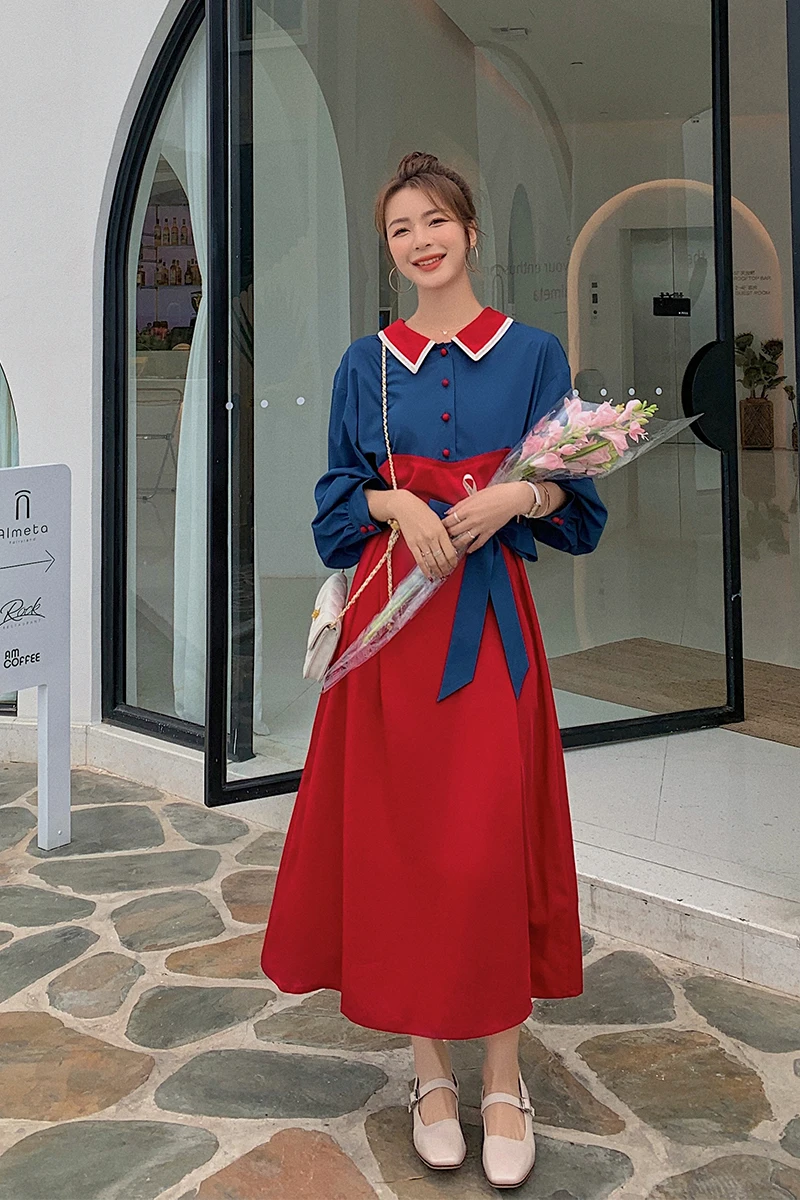 Spring Autumn Elegant Korean Slim Maxi Dress Women Fashion Splice Color Block Long Sleeve Bandage Dresses Office Lady 2021
Spring Autumn Elegant Korean Slim Maxi Dress Women Fashion Splice Color Block Long Sleeve Bandage Dresses Office Lady 2021