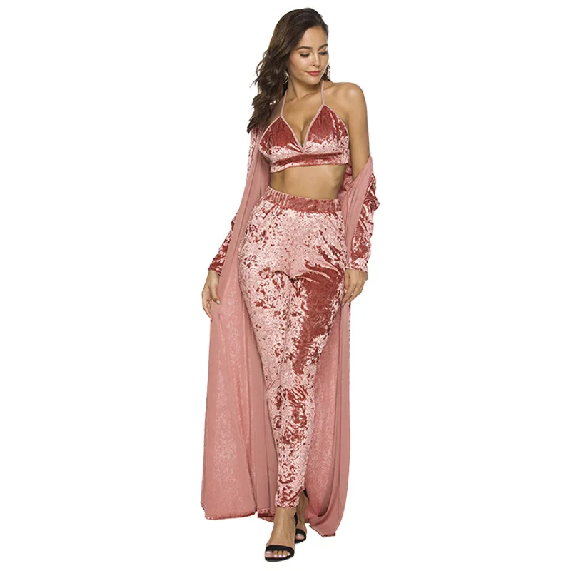 3 Piece Set Autumn Winter Velvet Stretch Fashion Casual Suit Long Sleeve Cardigan Underwear Women's Sleep Lounge Loose Clothes
3 Piece Set Autumn Winter Velvet Stretch Fashion Casual Suit Long Sleeve Cardigan Underwear Women's Sleep Lounge Loose Clothes