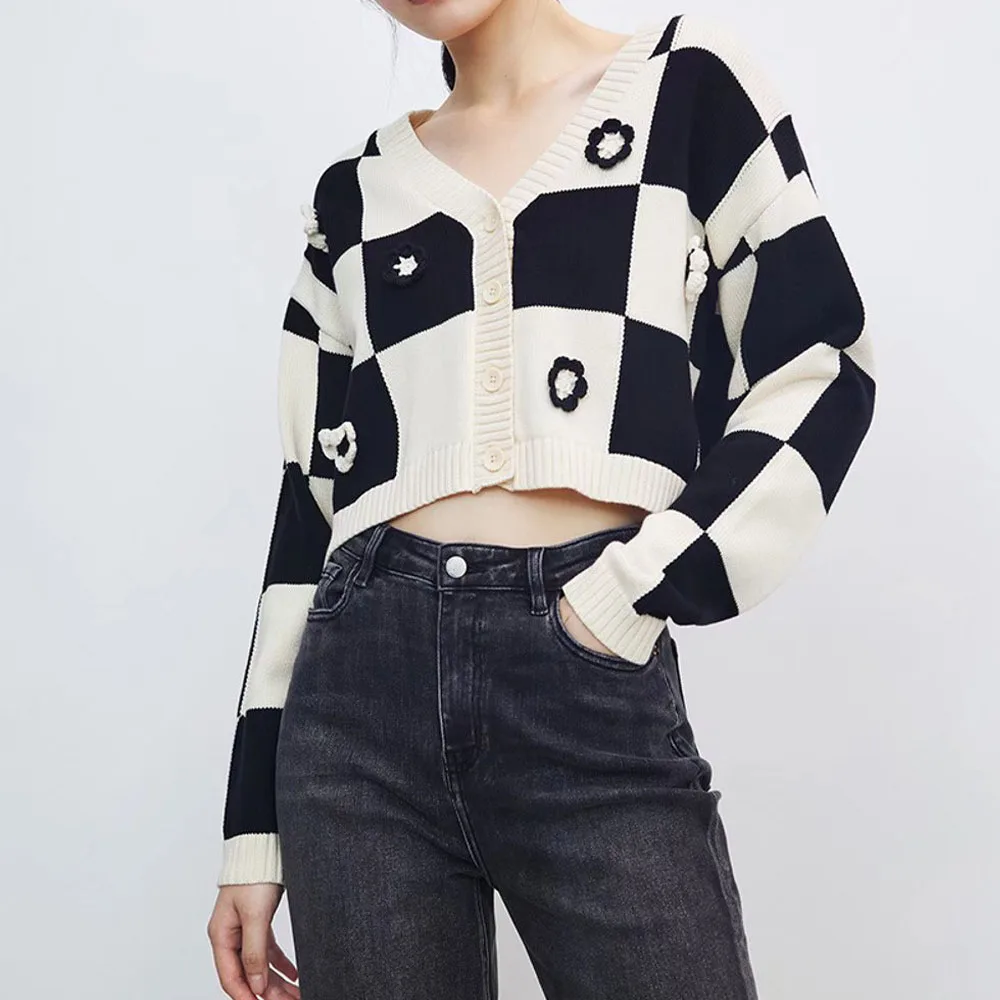 DiYiG WOMAN 2021 Fashion Checkerboard Knit Jacket Retro Casual Single Breasted Long Sleeve Sweater Cardigan Chic Top Mujer
DiYiG WOMAN 2021 Fashion Checkerboard Knit Jacket Retro Casual Single Breasted Long Sleeve Sweater Cardigan Chic Top Mujer