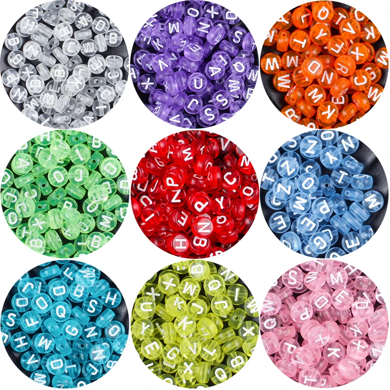 

4*7mm 200/300/500Pcs Letter Acrylic Beads Round Flat Alphabet Loose Spacer Beads For Jewelry Handmade DIY Bracelet Necklace