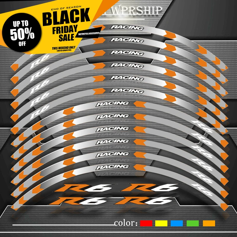8 color for YAMAHA YZF R6 motorcycle 17inch wheel decals Reflective stickers rim stripes YZF R6 motorbike YZF R6
8 color for YAMAHA YZF R6 motorcycle 17inch wheel decals Reflective stickers rim stripes YZF R6 motorbike YZF R6