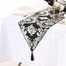 30x275cm Black White Printed Polyester Table Runner Classicism Home Hotel Decoration Long Placemat Tablecloth TV Cabinet Cover