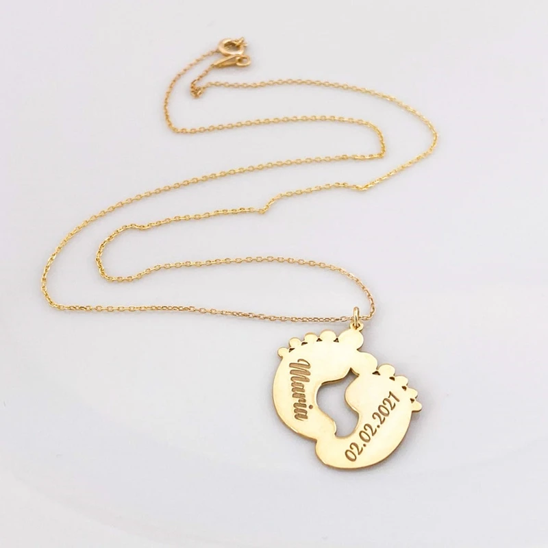 Custom Baby Feet Name Date Necklace Anniversary Jewelry New Baby Birthday Nameplate Choker Necklace For Mom Gifts
Custom Baby Feet Name Date Necklace Anniversary Jewelry New Baby Birthday Nameplate Choker Necklace For Mom Gifts