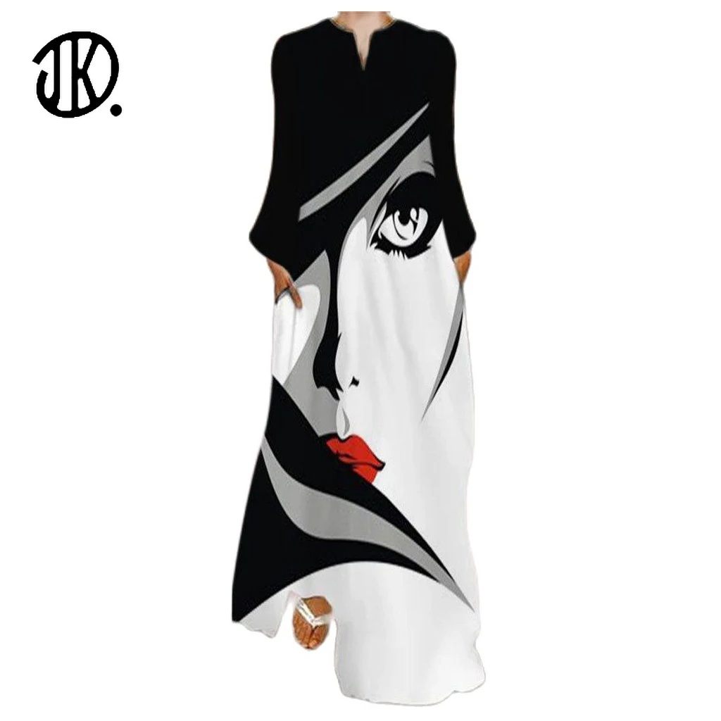Oversized Sexy V-neck Dress Female Abstract Print Vintage Women's Robe Long-sleeve Loose Ladies Dresses 2021 Fashion Woman Dress
Oversized Sexy V-neck Dress Female Abstract Print Vintage Women's Robe Long-sleeve Loose Ladies Dresses 2021 Fashion Woman Dress