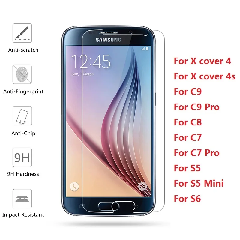 

9H Protective Glass For Samsung Galaxy X Cover 4 4s C8 C7 C9 Pro Screen Protector Tempered Glass For Samsung S6 S5 Mini Glass
