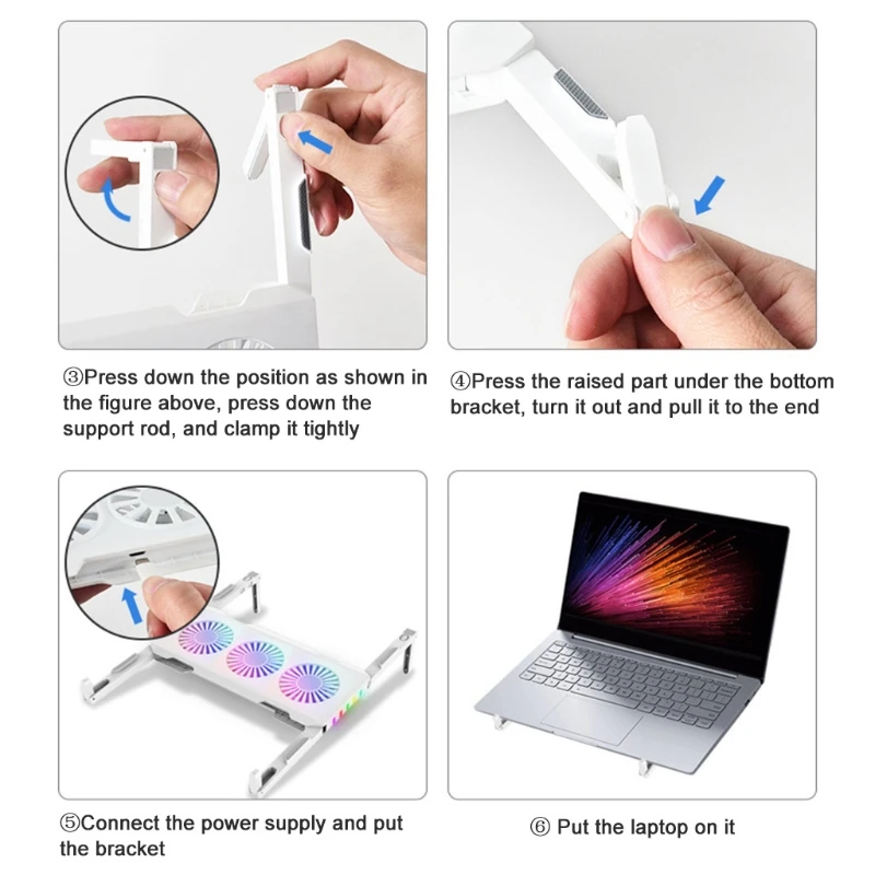 Gaming Laptop Cooling Stand Holder 3 Fan RGB Light Riser Folding Anti-Slip Silicone ABS Desktop Bracket Cooling Base
Gaming Laptop Cooling Stand Holder 3 Fan RGB Light Riser Folding Anti-Slip Silicone ABS Desktop Bracket Cooling Base
