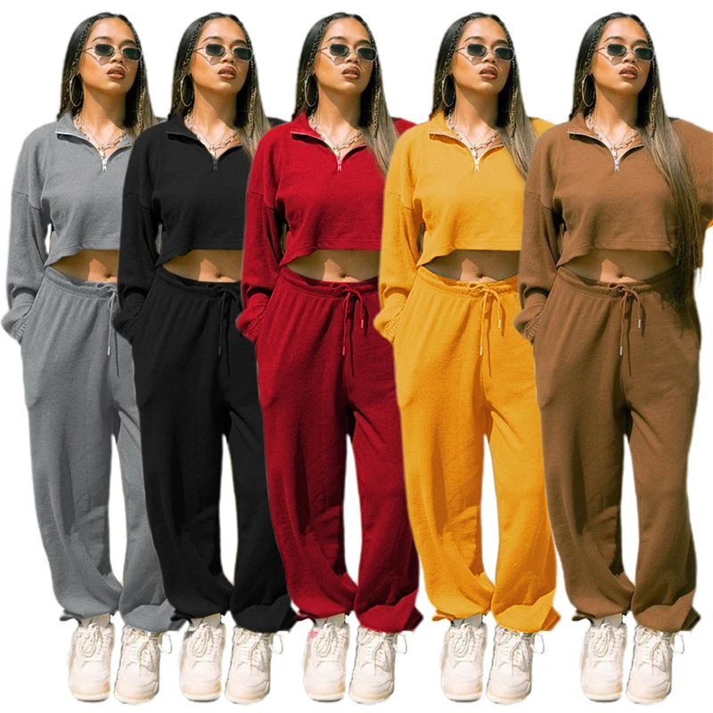 Solid Tracksuit Women Two Piece Set Spring Autumn Clothes Turn Down Collar Pullover Crop Top and Pants Suit Casual Loose Outfits
Solid Tracksuit Women Two Piece Set Spring Autumn Clothes Turn Down Collar Pullover Crop Top and Pants Suit Casual Loose Outfits