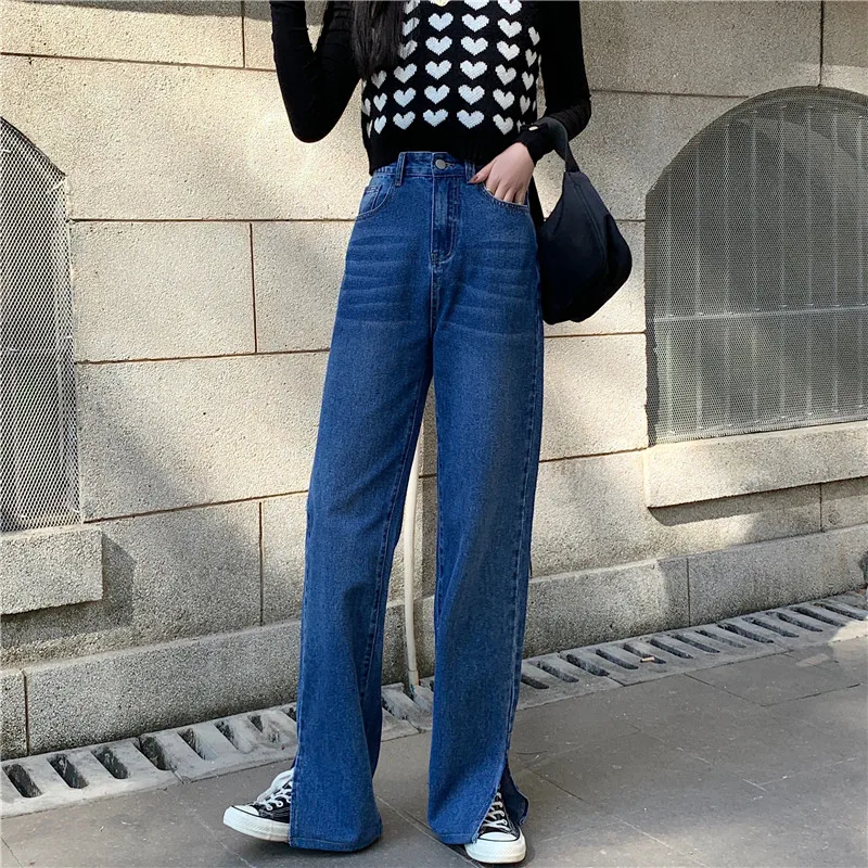 Autumn Women Casual High Waist Wide Leg Jeans Side Split Denim Jeans Trousers Female Long Pantalon
Autumn Women Casual High Waist Wide Leg Jeans Side Split Denim Jeans Trousers Female Long Pantalon