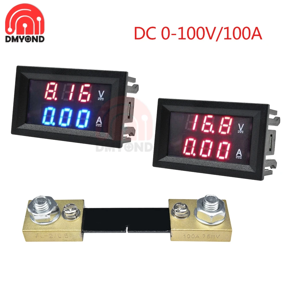 Мини 0 28 дюймов DC0-100V 100A светодиодный цифровой вольтметр Амперметр постоянного