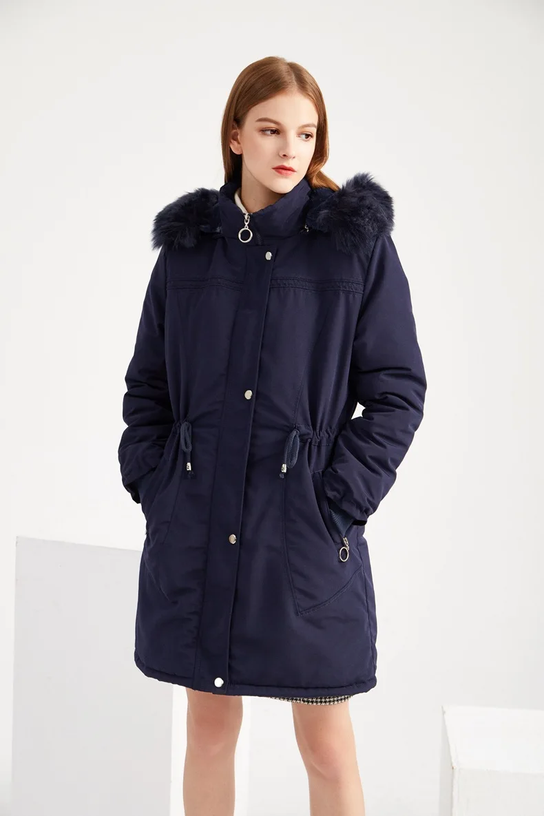 Casual Women's Cotton Parkas Jacket Mid-length Keeps Warm Winter Velvet Hat Removable Lace-up Zipper Slim-fit Female Fleece Coat
Casual Women's Cotton Parkas Jacket Mid-length Keeps Warm Winter Velvet Hat Removable Lace-up Zipper Slim-fit Female Fleece Coat