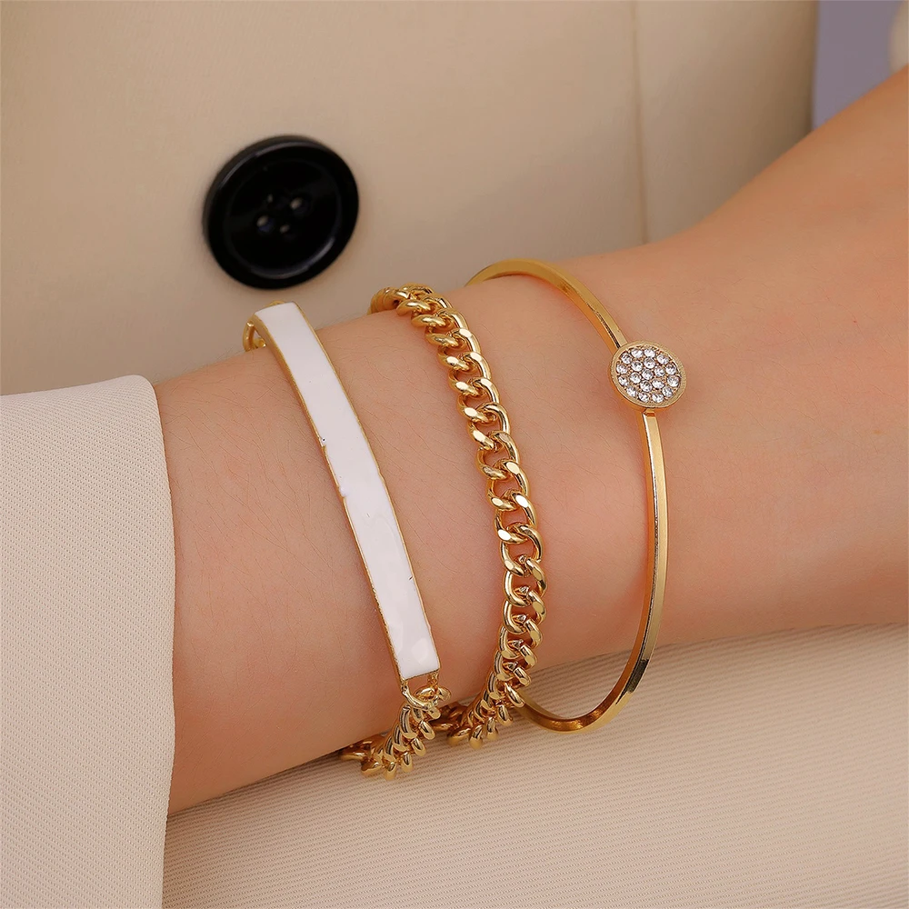 Alloy Metal Bar Chain Bracelet Rose Gold/Gold Crystals CZ Link Cable Bracelet Bangles for Women Girls Wedding Layering Jewelry
Alloy Metal Bar Chain Bracelet Rose Gold/Gold Crystals CZ Link Cable Bracelet Bangles for Women Girls Wedding Layering Jewelry