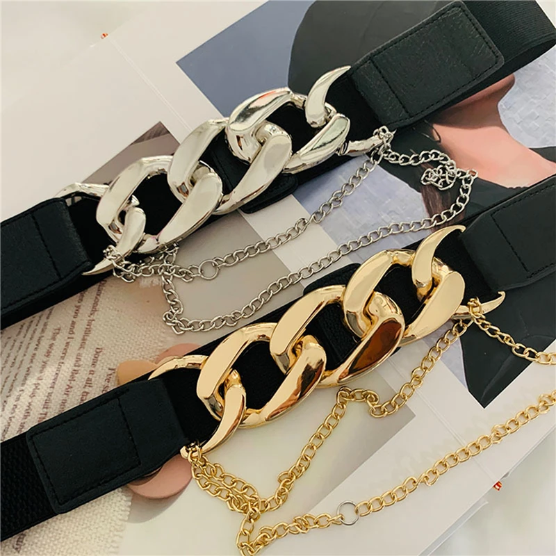 Gold Chain Belt Elastic Silver Metal Waist Belts For Women Ceiture Femme Stretch Cummerbunds Ladies Coat Ketting Riem Waistband
Gold Chain Belt Elastic Silver Metal Waist Belts For Women Ceiture Femme Stretch Cummerbunds Ladies Coat Ketting Riem Waistband