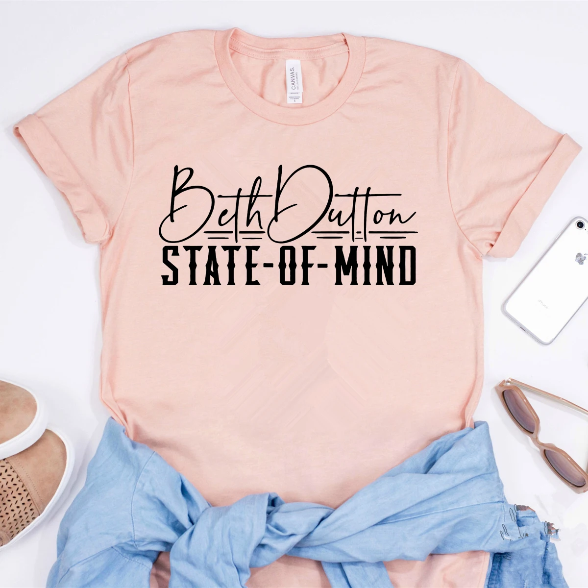 

Beth Dutton State of Mind T-shirt Women Funny Beth Dutton Top Yellowstone Shirts Women Casual Yellowstone Ranch Tee Fans Gift