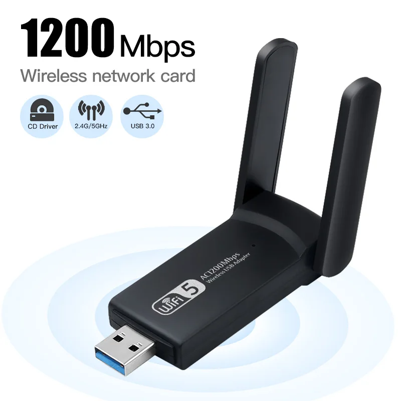 

Wireless AC1200 Dual Band USB3.0 RTL8812AC 1200Mbps Wlan USB Wifi Lan Adapter 802.11ac Dongle With Antenna For Laptop Desktop