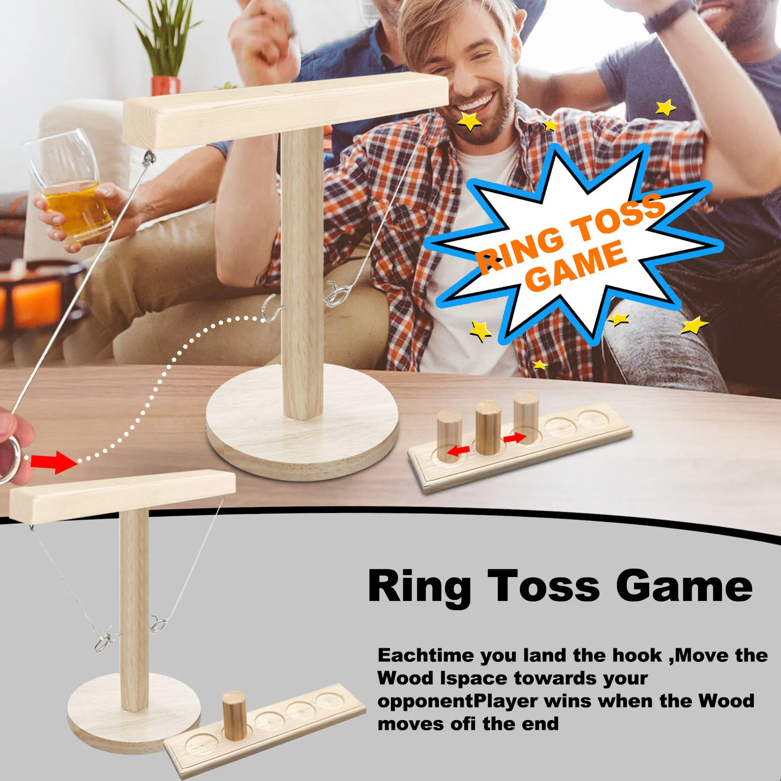 Handmade Wooden Ring Toss Hooks Fast-paced Interactive Game For Bars Home decoracin de habitacin
Handmade Wooden Ring Toss Hooks Fast-paced Interactive Game For Bars Home decoracin de habitacin