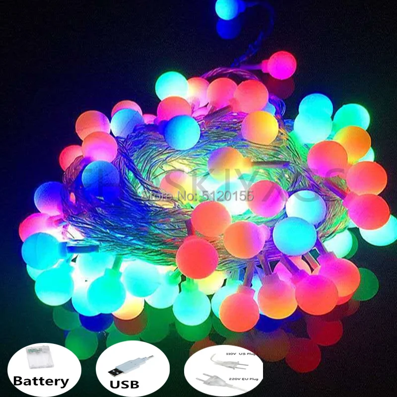 

Usb/ Battery LED Ball Fairy Lights Garland String Lights For Christmas Tree Wedding Home Room Indoor Decoration Light Warm White