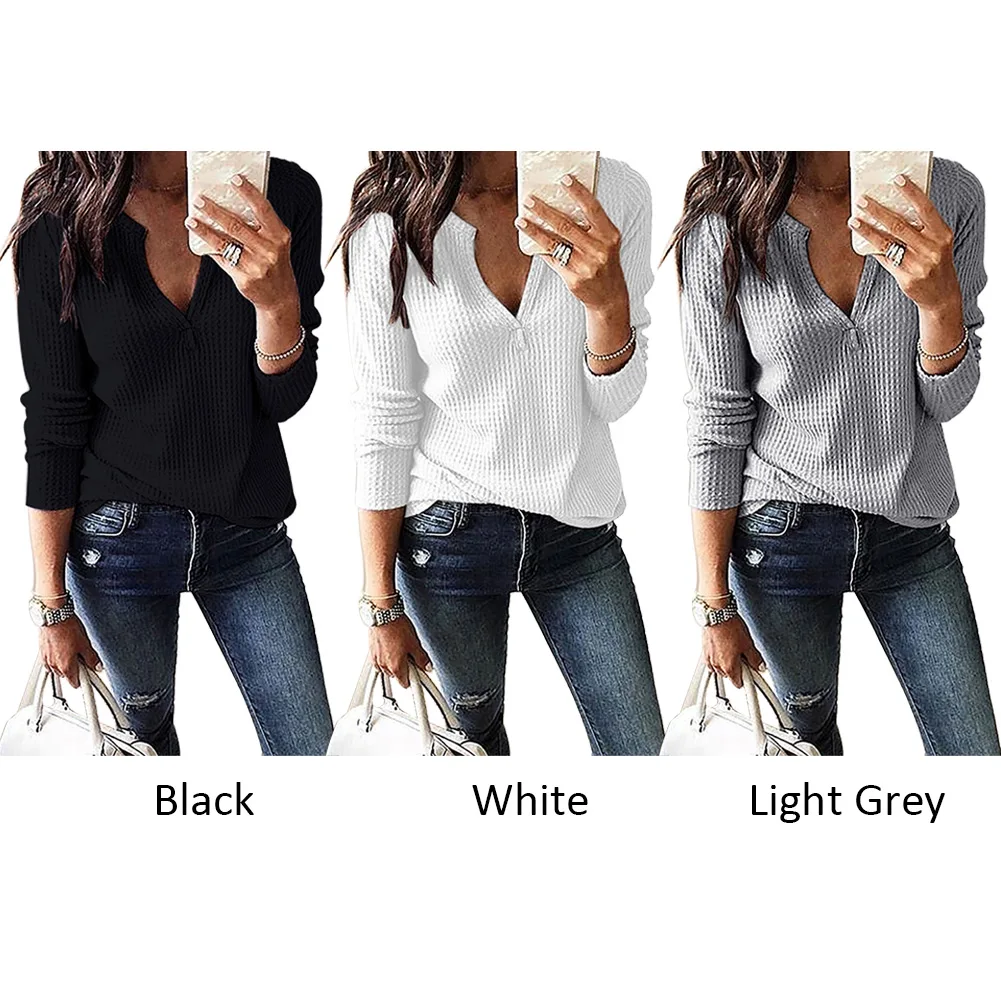Autumn Long Sleeves Spring Loose Shopping Soft Fashion Women T Shirt Cotton Blend V Neck Waffle Knit Casual Daily Office
Autumn Long Sleeves Spring Loose Shopping Soft Fashion Women T Shirt Cotton Blend V Neck Waffle Knit Casual Daily Office