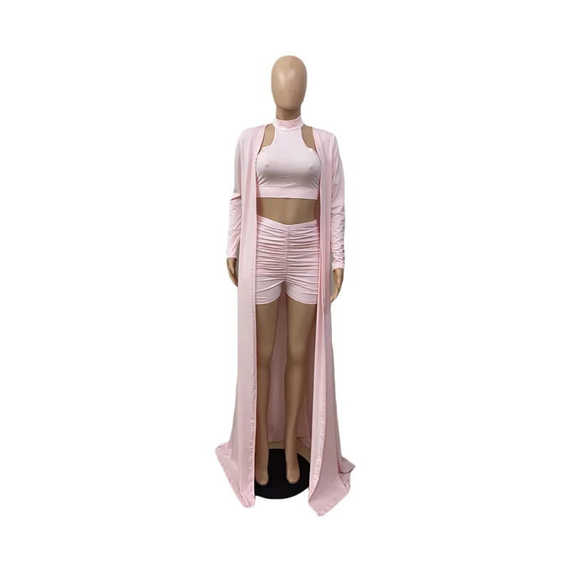 Adogirl Women Solid 3 Piece Set Vest Crop Top Pleated Shorts Full Sleeve Extra Long Cardigan Casual Sexy Tracksuit Active Suit
Adogirl Women Solid 3 Piece Set Vest Crop Top Pleated Shorts Full Sleeve Extra Long Cardigan Casual Sexy Tracksuit Active Suit