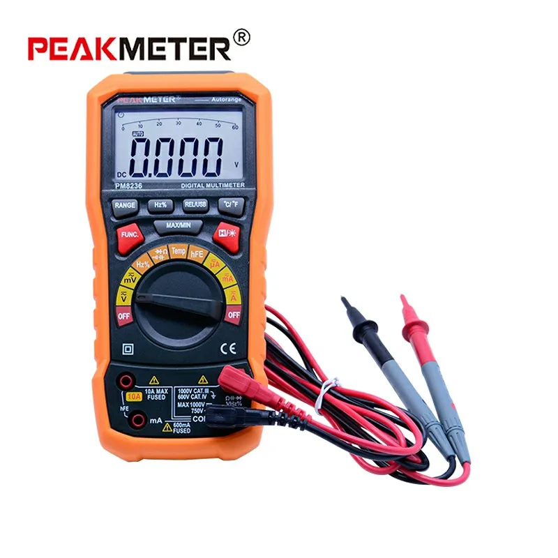 PEAKMETER MS8236 автоматический ручной диапазон Профессиональный цифровой мультиметр тестер er с TRMS Температура Емкость Частота NCV тест
PEAKMETER MS8236 автоматический ручной диапазон Профессиональный цифровой мультиметр тестер er с TRMS Температура Емкость Частота NCV тест