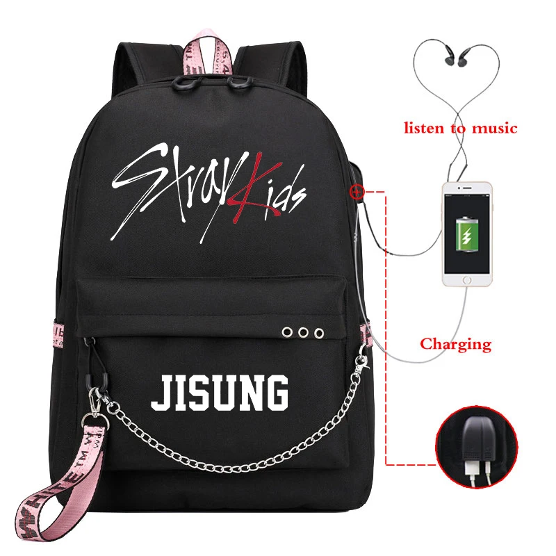 New Stray Kids School Bags for Teenage Boys Girls Bookbag Black Usb Charging Travel Backpack Korean Team Zipper Kpop Backpacks
New Stray Kids School Bags for Teenage Boys Girls Bookbag Black Usb Charging Travel Backpack Korean Team Zipper Kpop Backpacks