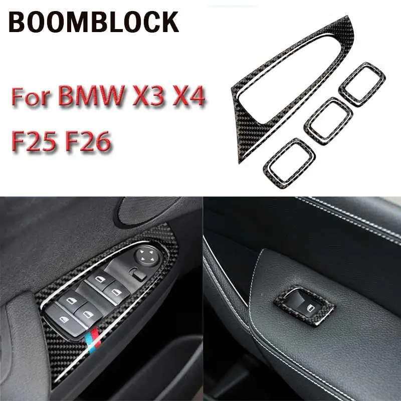 BOOMBLOCK 4Pcs/set Carbon Fiber Car Window Lift Switch Button Frame Cover Trim Strip For BMW X3 F25 X4 F26 2014-2017 Accessories
BOOMBLOCK 4Pcs/set Carbon Fiber Car Window Lift Switch Button Frame Cover Trim Strip For BMW X3 F25 X4 F26 2014-2017 Accessories