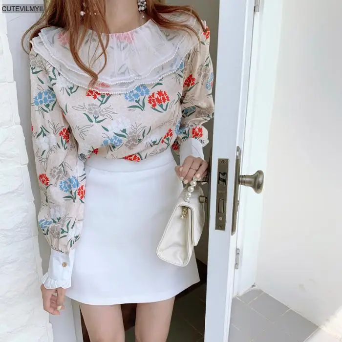 Women Long Sleeve Tops Mesh Double-layer Doll Collar Floral Shirt 2020 New Summer Korean Style Sweet Elegant Blouses
Women Long Sleeve Tops Mesh Double-layer Doll Collar Floral Shirt 2020 New Summer Korean Style Sweet Elegant Blouses