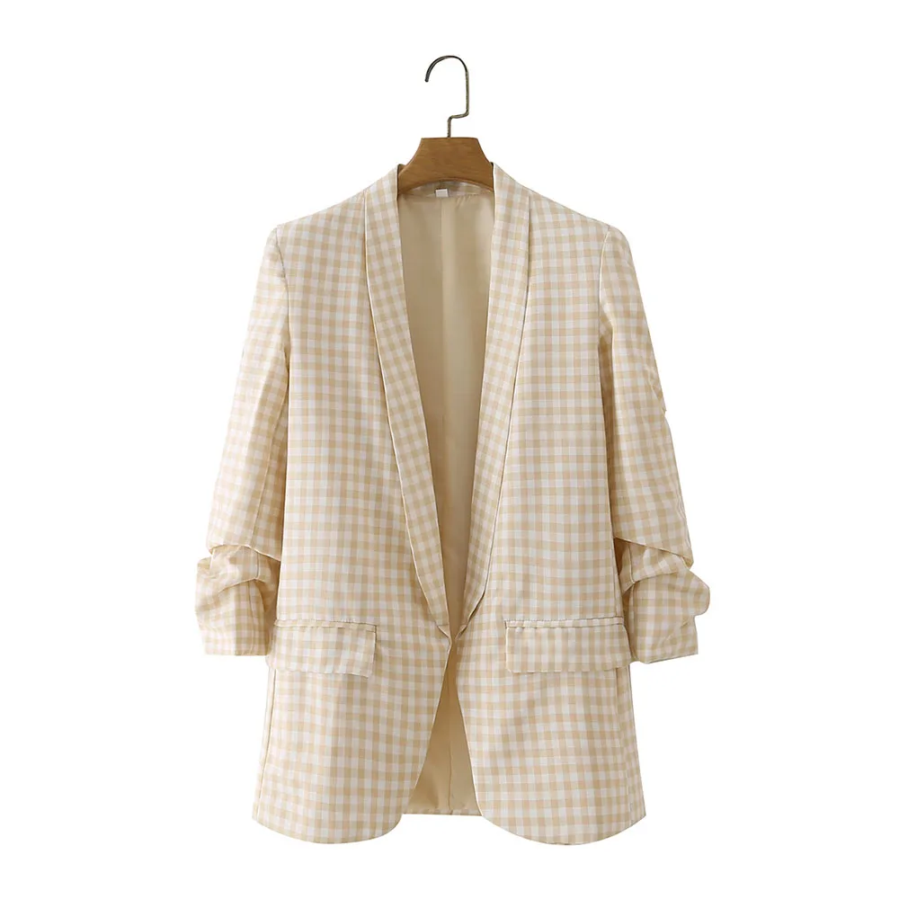 2021 Summer Women Plaid TurnDown Collar Long Sleeve Open Stitch Slim Coat Female Office Lady Blazer Ladies Streetwear Coat
2021 Summer Women Plaid TurnDown Collar Long Sleeve Open Stitch Slim Coat Female Office Lady Blazer Ladies Streetwear Coat