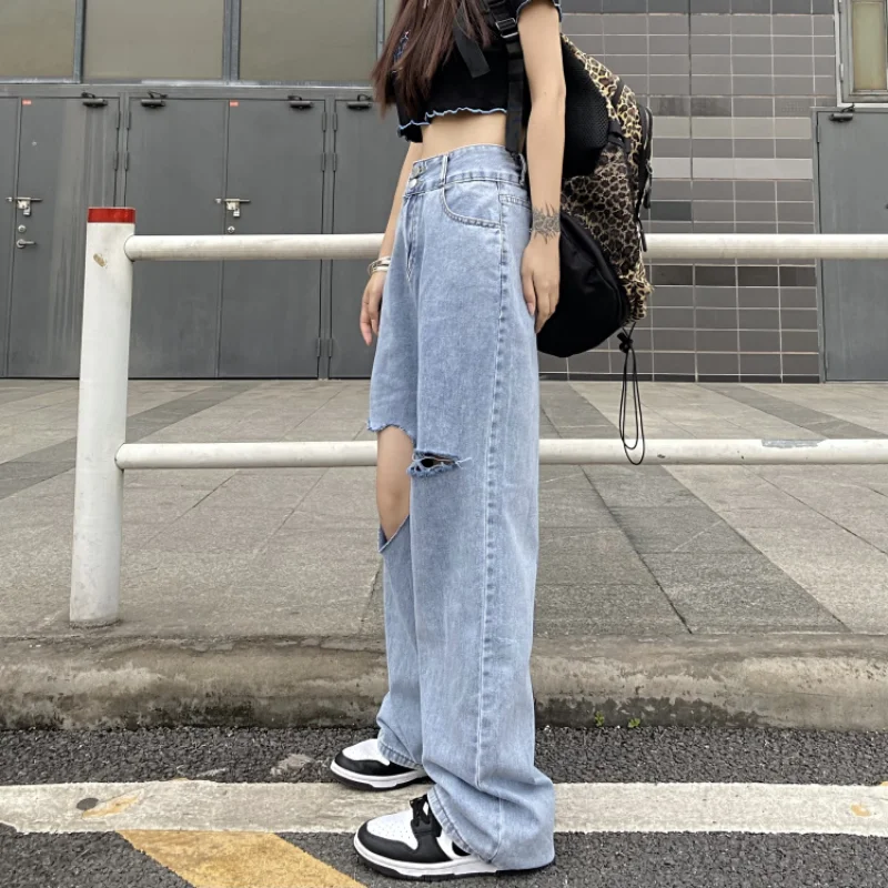 Harajpoo Women Pants Love Ripped Jeans Female Korean Version Ins Retro High Waist Couple Casual Loose Wide-leg Straight Trousers
Harajpoo Women Pants Love Ripped Jeans Female Korean Version Ins Retro High Waist Couple Casual Loose Wide-leg Straight Trousers