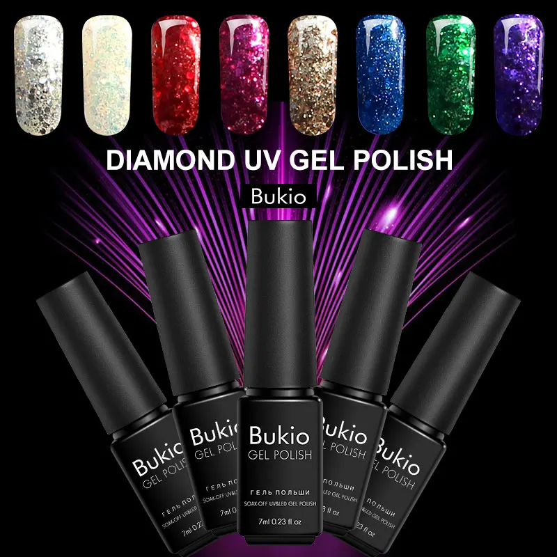 Гель лак Bukio с блестками 3D Diamond 7 мл грунтовка для ногтей под гель лаком