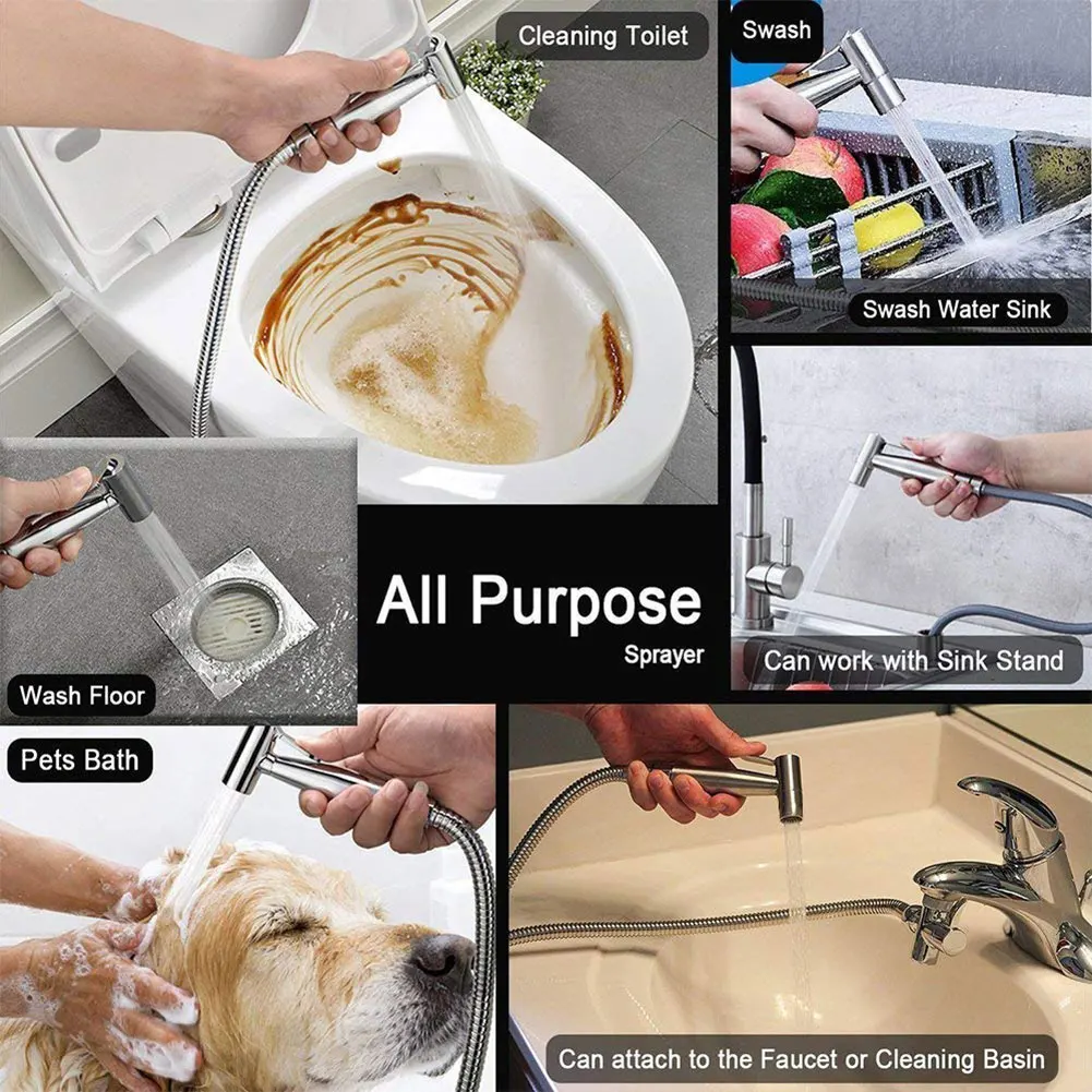 Handheld Toilet Bidet Sprayer Set Kit Stainless Steel Flexible Faucet Bathroom Hand Sprayer Shower Head Self Cleaning
Handheld Toilet Bidet Sprayer Set Kit Stainless Steel Flexible Faucet Bathroom Hand Sprayer Shower Head Self Cleaning
