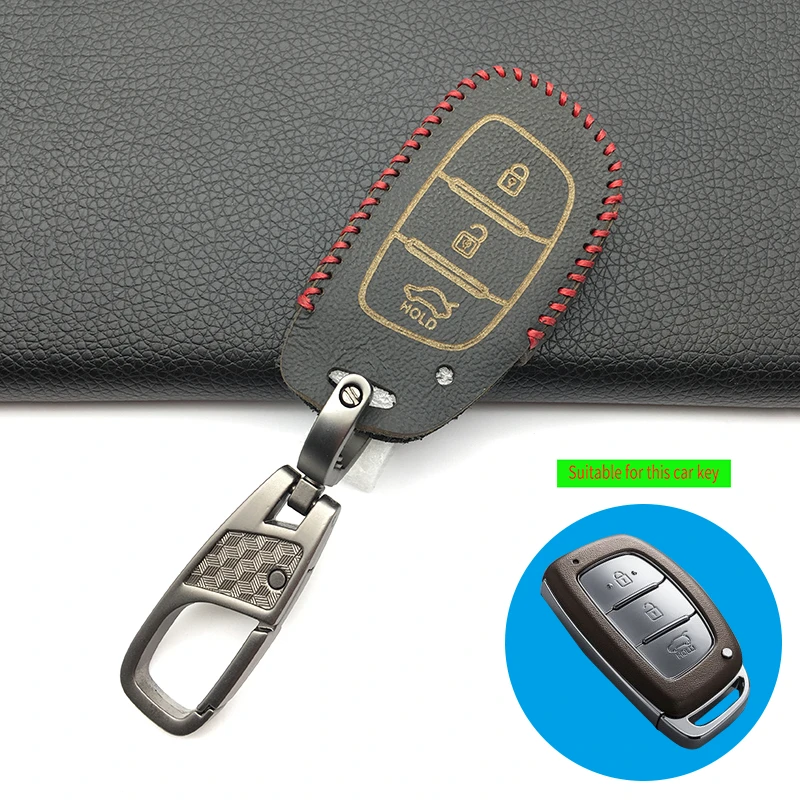 Фото Высококачественный кожаный чехол для ключей 100% брелок Hyundai i10 i20 i30 HB20 IX25 IX35 IX45 Smart 3