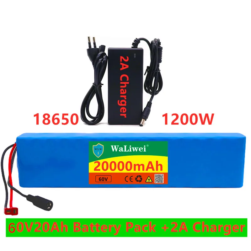 60V 16S2P 20Ah 18650 Li-ion Battery Pack 67.2V 20000mAh Ebike Electric bicycle Scooter with BMS 1200 Watt BMS plug+ charger
60V 16S2P 20Ah 18650 Li-ion Battery Pack 67.2V 20000mAh Ebike Electric bicycle Scooter with BMS 1200 Watt BMS plug+ charger