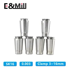 SK16 Collet High Precision 0.003 Collet SK Chuck CNC Lathe Milling Cutter Chuck Collet Tool Holder 3~16mm 1/8 Hole Chuck Collet